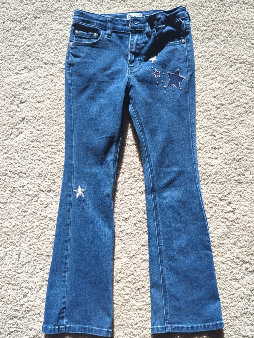 Girls Epic Threads Star Embroidered Dark Blue Women's Jeans Size 8